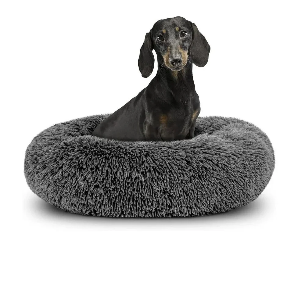 Fluffy Calming Cat Dog Donut Bed Gray XL New With Tags